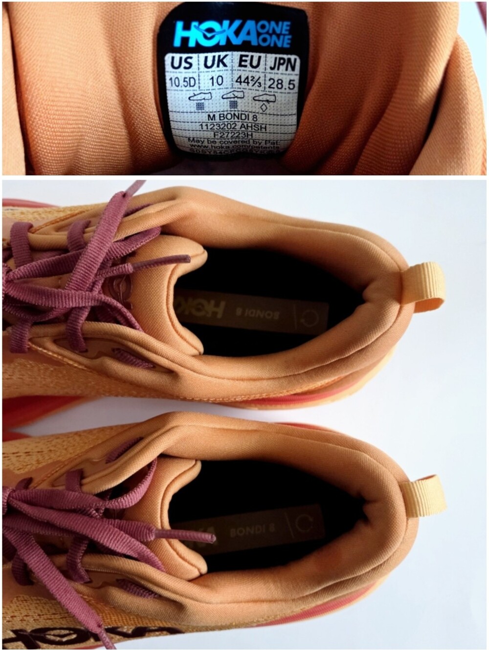 Hoka Bondi 8 Running Shoes In Amber Haze/ Sherbet, Size 10.5 - Picture 12 of 16